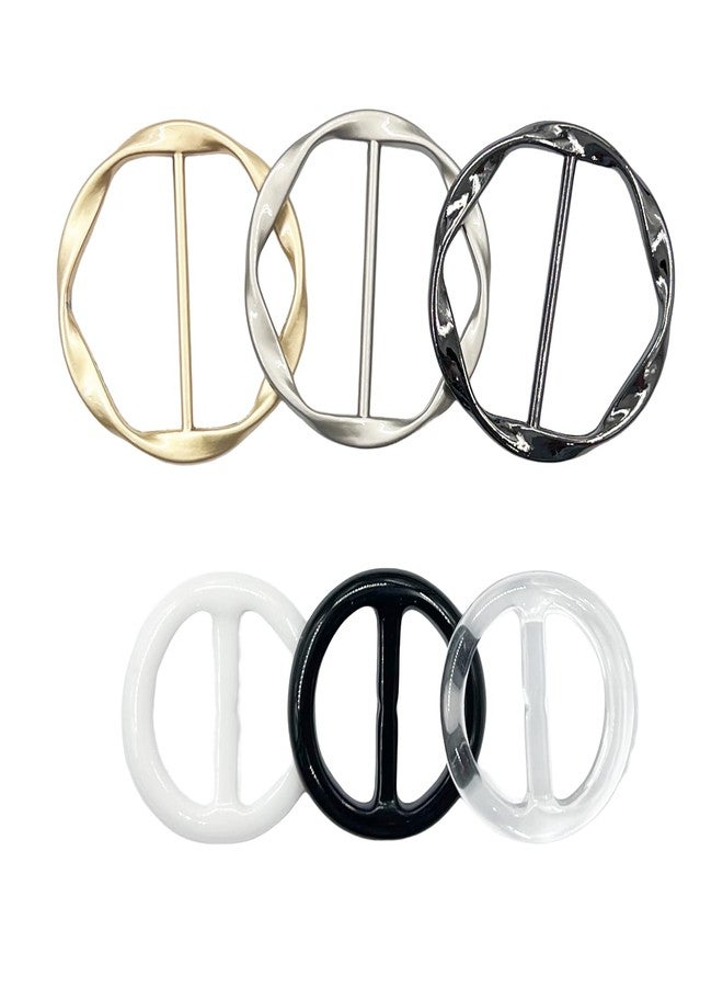 DHATMYC 6 PCS Shirt Ties Clips for Women to Tighten Clothing, Scarf Ring and Slides, T-Shirt Waist Tightener Cincher Knot Clip Rings for Large Long Tee Shirt Tie Up, Circle Belt Buckle - Image 1